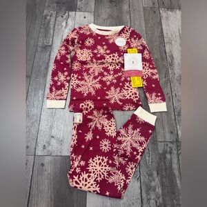 Burt’s Bees Unisex Snowflake Christmas Pajamas Holiday Red Set 2 Piece 4 NEW NWT